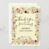 ベビーイン開花ガーデン蝶ベビーシャワー サンキューカード (正面/裏面)