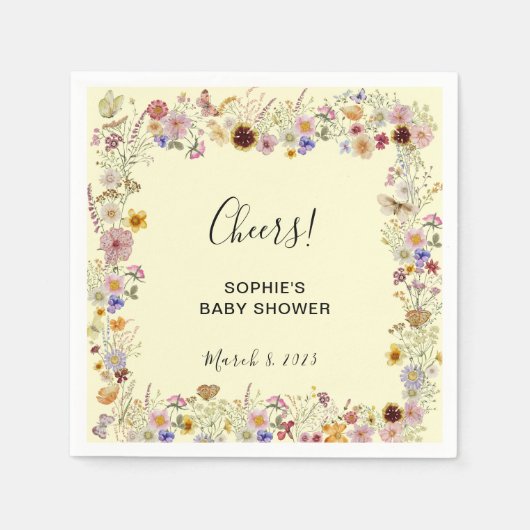 ベビーイン開花ガーデン蝶ベビーシャワー スタンダードカクテルナプキン (正面)