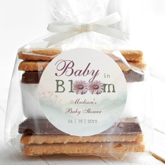 ベビーイン開花ガーベラデイジーベビーシャワー ラウンドシール