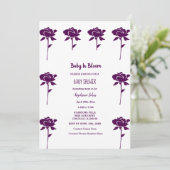 ベビーイン開花ガールベビーシャワーパープルバラ2024 招待状 (スタンド正面)