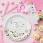 ベビーイン開花ガールベビーシャワー ペーパープレート (パーティー)