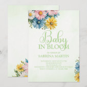 ベビーイン開花グリーンベビーシャワー招待状 招待状 (正面/裏面)