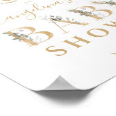 ベビーイン開花グリーンリー&金ゴールドベビーシャワーへようこそ ポスター (角)