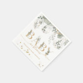 ベビーイン開花グリーンリー&金ゴールドベビーシャワー スタンダードカクテルナプキン (角)