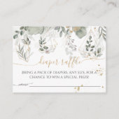 ベビーイン開花グリーン&金ゴールドベビーシャワーおむつ エンクロージャーカード (正面)