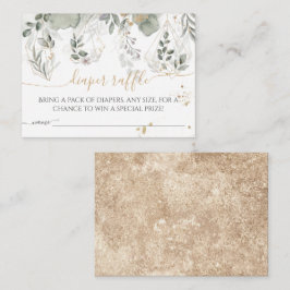 ベビーイン開花グリーン&金ゴールドベビーシャワーおむつ エンクロージャーカード