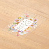 ベビーイン開花コーラル&ピーチフローラベビーシャワー アクリル招待状 (レイダウン)