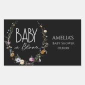 ベビーイン開花シックブラックモダン 長方形シール (正面)