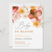 ベビーイン開花シック秋の花ガールベビーシャワー 招待状 (正面)