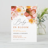 ベビーイン開花シック秋の花ガールベビーシャワー 招待状 (スタンド正面)