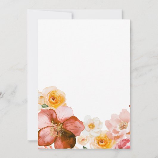 ベビーイン開花シック秋の花ガールベビーシャワー 招待状 (裏面)