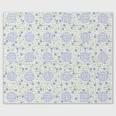 ベビーイン開花シャワーブルーヴィンテージ花少年 ラッピングペーパー (フラット)