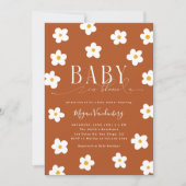 ベビーイン開花シャワーホワイトデイジー招待状 招待状 (正面)