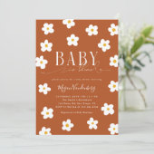 ベビーイン開花シャワーホワイトデイジー招待状 招待状 (スタンド正面)