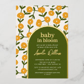 ベビーイン開花シャワー招待状箔招待状 箔招待状 (正面)