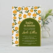 ベビーイン開花シャワー招待状箔招待状 箔招待状 (立ち正面)