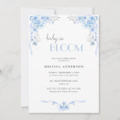 ベビーイン開花シルバーブルーフローラベビーシャワー 招待状 (正面)