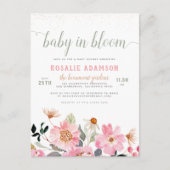 ベビーイン開花スイートピンクガーデンをテーマにした赤ちゃんシャワー ポストカード (正面)