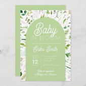 ベビーイン開花セージ緑ベビーシャワー招待状 招待状 (正面/裏面)