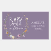ベビーイン開花ソフトパープルボホワイルドフラワー 長方形シール (正面)
