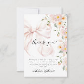 ベビーイン開花ソフトピンクボウベビーシャワー招待状 サンキューカード (正面)