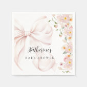 ベビーイン開花ソフトピンクボウベビーシャワー招待状 スタンダードカクテルナプキン (正面)