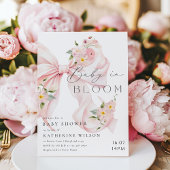 ベビーイン開花ソフトピンクボウベビーシャワー招待状 招待状