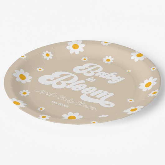 ベビーイン開花タンデイジー花フローラベビーシャワー ペーパープレート (アングル)