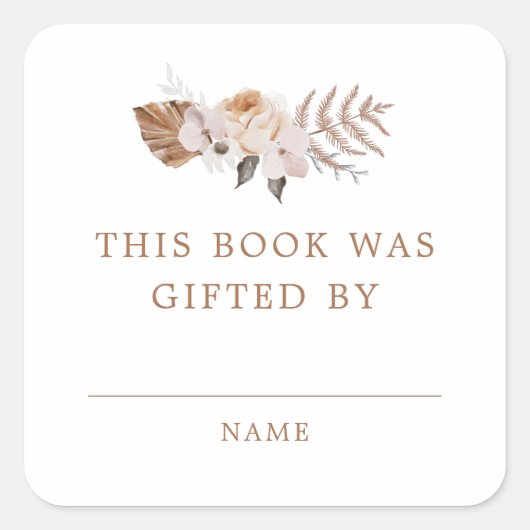 ベビーイン開花ダークテラコッタボホブックギフト スクエアシール (正面)