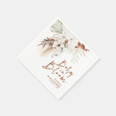 ベビーイン開花テラコッタホワイトフローラベビーシャワー スタンダードカクテルナプキン (角)
