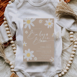 ベビーイン開花デイジーベージュベビーシャワー招待状 招待状