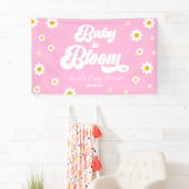 ベビーイン開花デイジー花フローラピンク赤ちゃんシャワー 横断幕 (インサイチュ)