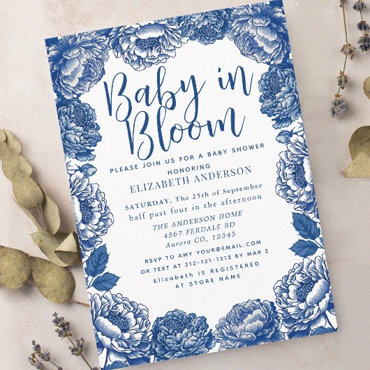 ベビーイン開花トイルドゥジュイフローラベビーシャワー 招待状