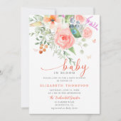 ベビーイン開花ハッピーガーデンフローラガールベビーシャワー 招待状 (正面)