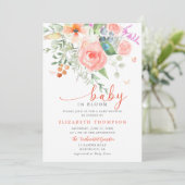 ベビーイン開花ハッピーガーデンフローラガールベビーシャワー 招待状 (スタンド正面)