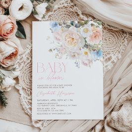 ベビーイン開花パステルフローラベビーシャワー招待状 招待状