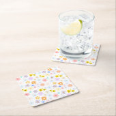 ベビーイン開花パステルフローラレトロベビーシャワー スクエアペーパーコースター (インサイチュ)
