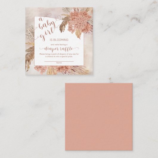 ベビーイン開花パンパスグラスアジランゲアオムツラッフル エンクロージャーカード (正面/裏面)