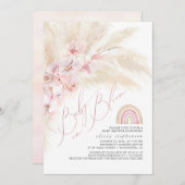 ベビーイン開花パンパスグラスレインボーベビーシャワー 招待状 (正面/裏面)