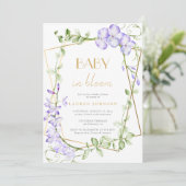 ベビーイン開花パープルウィステリアガールベビーシャワー 招待状 (スタンド正面)