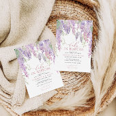 ベビーイン開花パープルウィステリアベビーシャワー 招待状