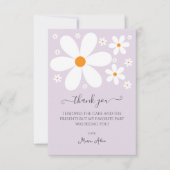 ベビーイン開花パープルデイジーベビーシャワー招待状 サンキューカード (正面)