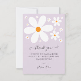 ベビーイン開花パープルデイジーベビーシャワー招待状 サンキューカード