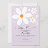 ベビーイン開花パープルデイジーベビーシャワー招待状 招待状 (正面)
