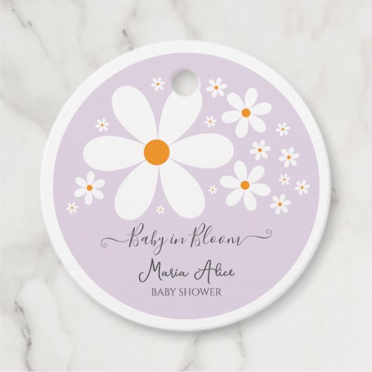 ベビーイン開花パープルデイジーベビーシャワー フェイバータグ (正面)