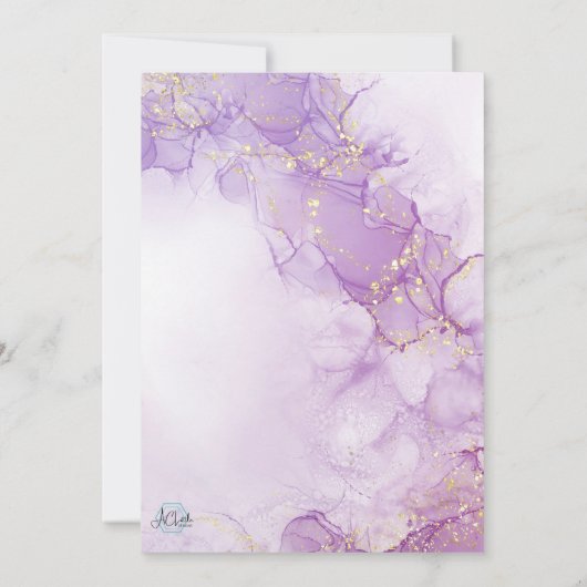 ベビーイン開花パープルフローラベビーシャワー招待状 招待状 (裏面)