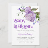 ベビーイン開花パープルフローラ招待状 招待状 (正面)