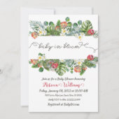 ベビーイン開花パームグリーンリー熱帯フローラシャワー 招待状 (正面)