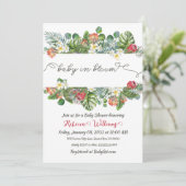 ベビーイン開花パームグリーンリー熱帯フローラシャワー 招待状 (スタンド正面)