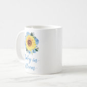 ベビーイン開花ヒマワリほこりっぽいブルーフローラ コーヒーマグカップ (正面左)